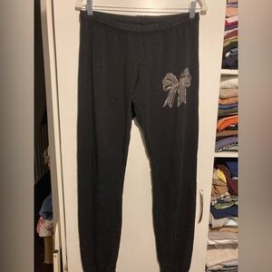 Women’s Lauren Moshi Black color Graphic Bow print joggers size M cute